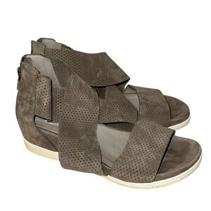 Eileen Fisher Voice Perforated Suede Platform Sandals